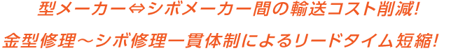 型メーカー⇔シボメーカー間の輸送コスト削減！金型修理～シボ修理一貫体制によるリードタイム短縮！